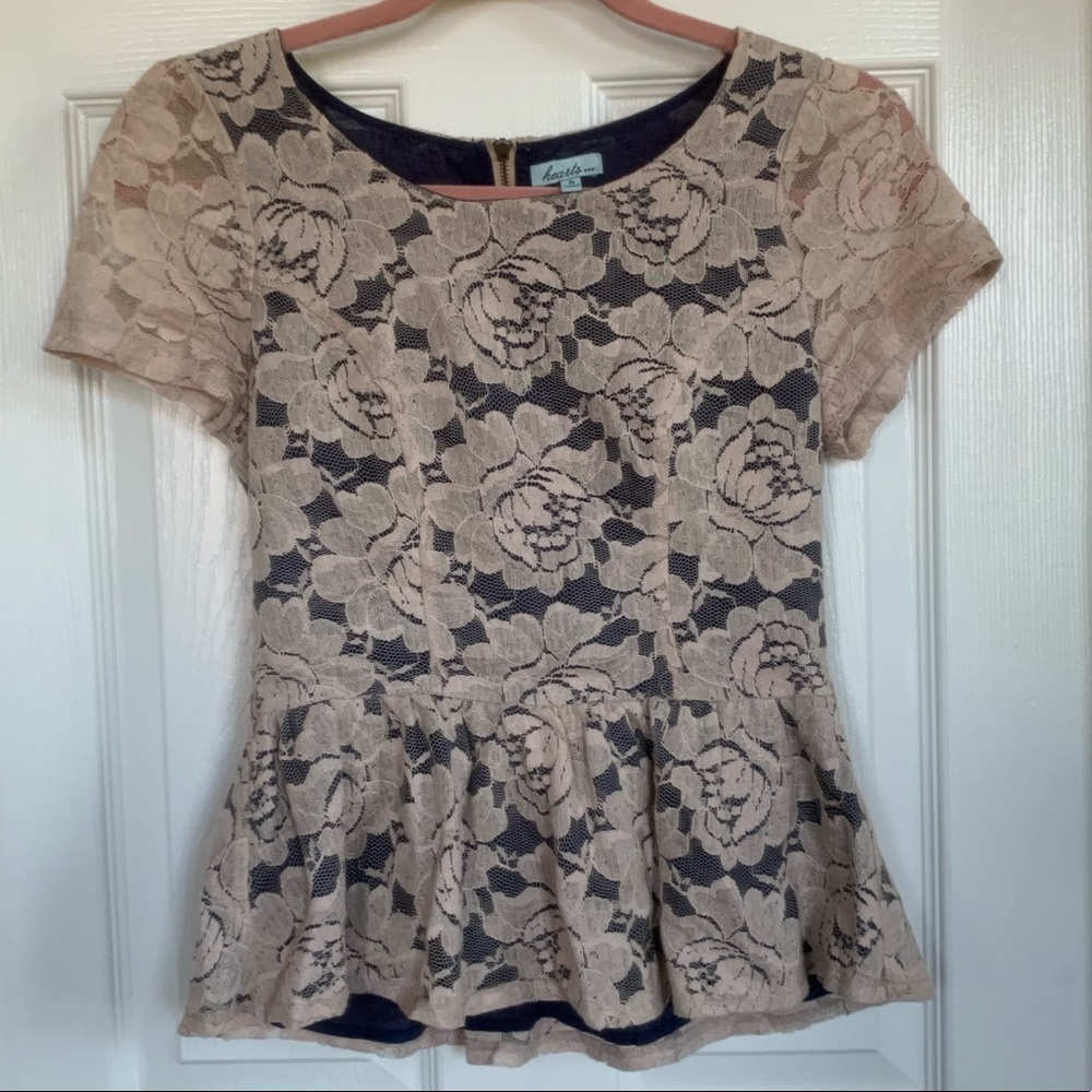 Lace peplum tip
